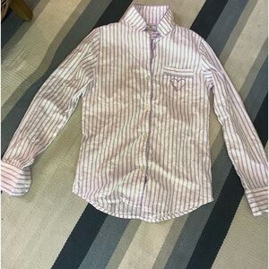 Petite plume lavender and white striped pj set